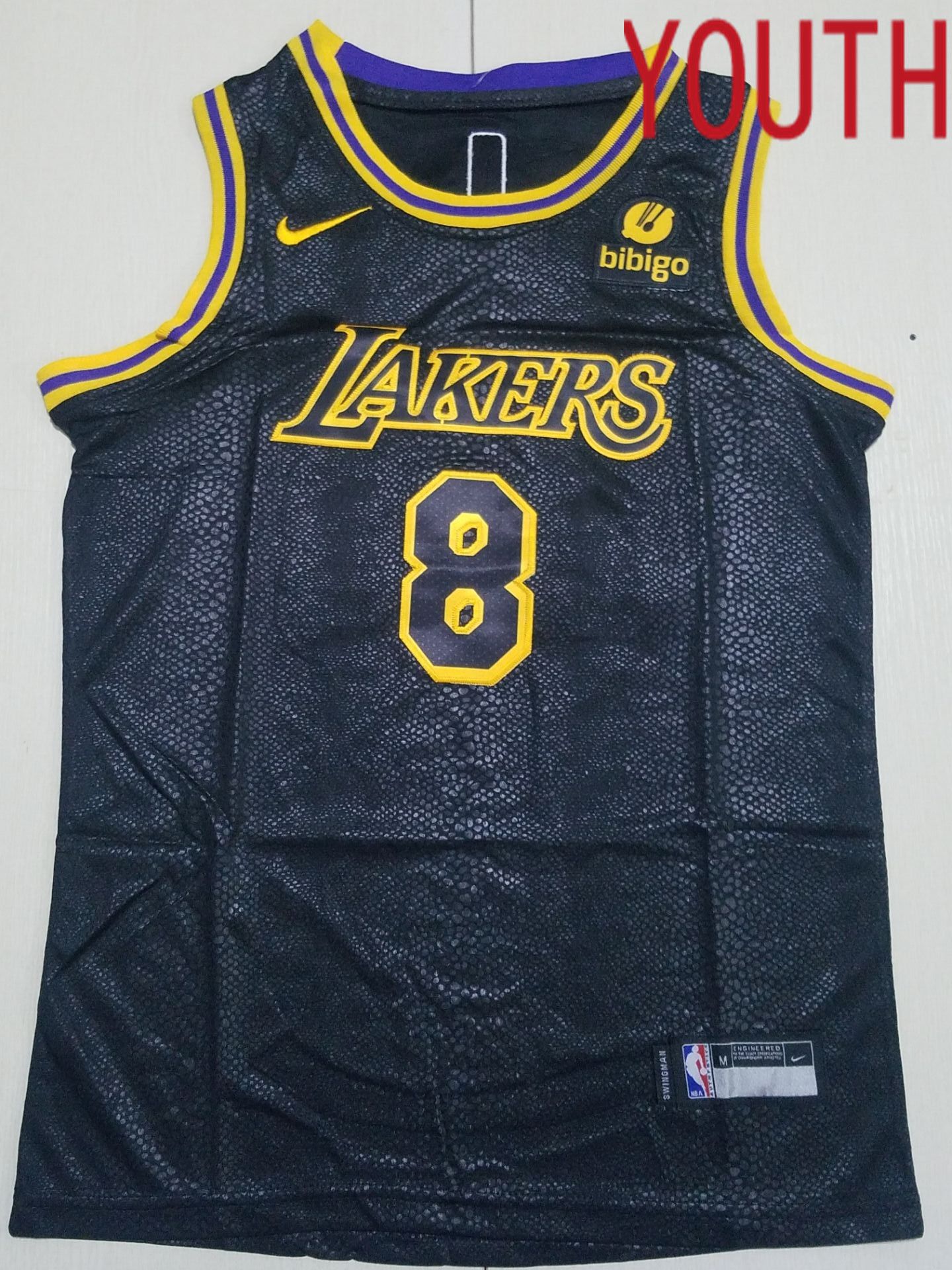 Youth Los Angeles Lakers 24 Bryant and #8 Black Nike 2022 NBA Jersey